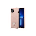 Guess fodral för iPhone 13 6,1" GUHCP13MPSATPP hårdfodral rosa Saffiano Double Card Triangle