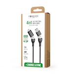 För alltid CORE 4in1-kabel USB + USB-C – USB-C + microUSB 1,2 m 3A svart