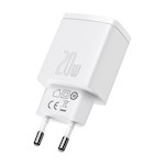 Baseus väggladdare Kompakt PD 20W 1x USB-C 1x USB vit