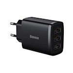 Baseus väggladdare Kompakt 3 x USB svart 17W