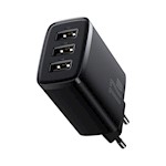 Baseus väggladdare Kompakt 3 x USB svart 17W