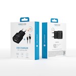 Forever TC-01 laddare 1x USB 2A svart + Lightning-kabel