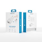 Forever TC-01 laddare 1x USB 2A vit + microUSB-kabel