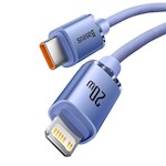 Baseus kabel Crystal Shine USB-C – Lightning 2,0 m 20W lila