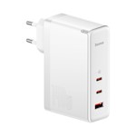 Baseus väggladdare GaN5 Pro PD 140W 2x USB-C 1x USB vit + USB-C – USB-C 240W-kabel