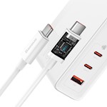 Baseus väggladdare GaN5 Pro PD 140W 2x USB-C 1x USB vit + USB-C – USB-C 240W-kabel