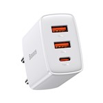 Baseus väggladdare Kompakt PD 30W 1x USB-C 2x USB vit