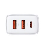 Baseus väggladdare Kompakt PD 30W 1x USB-C 2x USB vit