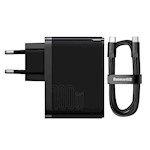 Baseus väggladdare GaN5 Pro PD 100W 1x USB-C 1x USB svart + USB-C – USB-C