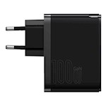 Baseus väggladdare GaN5 Pro PD 100W 1x USB-C 1x USB svart + USB-C – USB-C
