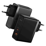 Baseus väggladdare GaN5 Pro PD 100W 1x USB-C 1x USB svart + USB-C – USB-C