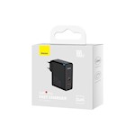 Baseus väggladdare GaN5 Pro PD 100W 1x USB-C 1x USB svart + USB-C – USB-C