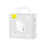 Baseus väggladdare GaN5 Pro PD 100W 1x USB-C 1x USB vit + USB-C – USB-C-kabel