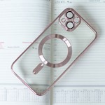 Färg Chrome Mag-fodral för iPhone 15 6,1" roséguld