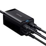 Baseus väggladdare GaN3 Pro PD 65W 2x USB-C 2x USB svart + USB-C – USB-C-kabel