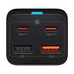Baseus väggladdare GaN3 Pro PD 65W 2x USB-C 2x USB svart + USB-C – USB-C-kabel