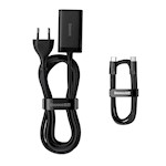 Baseus väggladdare GaN3 Pro PD 65W 2x USB-C 2x USB svart + USB-C – USB-C-kabel