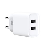 XO väggladdare CE02C 2x USB 2,1A vit + microUSB-kabel