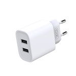XO väggladdare CE02C 2x USB 2,1A vit + microUSB-kabel