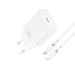 XO väggladdare CE15 PD 20W 1x USB-C vit + USB-C – Lightning-kabel