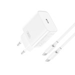 XO väggladdare CE15 PD 20W 1x USB-C vit + USB-C – USB-C-kabel
