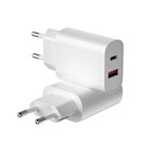 WIWU väggladdare Wi-U002 PD + QC 20W 1x USB 1x USB-C vit