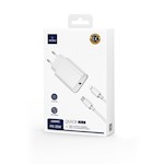 WIWU väggladdare Wi-U001 PD 20W 1x USB-C svart + kabel USB-C – Lightning