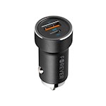 Forever CC-06 PD QC bil-laddare 1x USB-C 1x USB 20W svart + USB-C – Lightning-kabel 27W