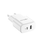 Evigt TC-01-20AC PD QC-laddare 1x USB-C 1x USB 20W vit