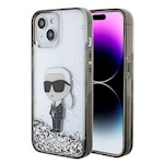 Karl Lagerfeld fodral för iPhone 15 6,1" KLHCP15SLKKNSK transparentna hårt fodral Liquid Glitter Ikonik