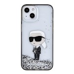 Karl Lagerfeld fodral för iPhone 15 6,1" KLHCP15SLKKNSK transparentna hårt fodral Liquid Glitter Ikonik