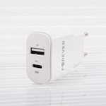 Evigt TC-01-20AC PD QC-laddare 1x USB-C 1x USB 20W vit