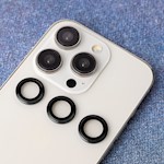 Set med linsglasögon för iPhone 14 / 14 Plus, svart båge (2 st)
