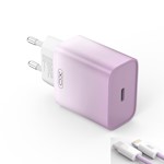 XO-väggladdare CE18 PD 30W 1x USB-C lila-vit + kabel USB-C – Lightning
