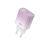 XO-väggladdare CE18 PD 30W 1x USB-C lila-vit + kabel USB-C – Lightning