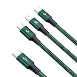 Baseus sladd 3-i-1 Snabb PD USB-C – micro USB + Lightning + USB-C 1,5 m grön 20W