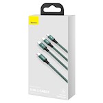Baseus sladd 3-i-1 Snabb PD USB-C – micro USB + Lightning + USB-C 1,5 m grön 20W