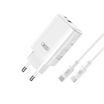 XO väggladdare CE17 PD 65W 1x USB-C 1x USB vit + kabel USB-C – USB-C