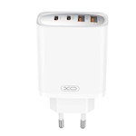 XO väggladdare CE22 PD 45W 2x USB-C 2x USB vit + kabel USB-C – USB-C