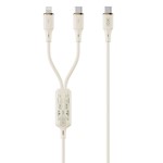 XO-kabel NB-Q262 2-i-1 PD USB-C – Lightning + USB-C 1,2 m beige 60W
