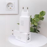 Maxlife MXTC-08-65ACC PD QC-laddare 2x USB-C 1x USB 65W vit