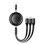 Baseus kabel Bright Mirror 2 3w1 USB – micro USB + Lightning + USB-C 1,1 m 3,5A svart upprullbar