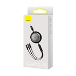 Baseus kabel Bright Mirror 2 3w1 USB – micro USB + Lightning + USB-C 1,1 m 3,5A svart upprullbar