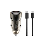 XO bil-laddare CC60 60W 1x USB 1x USB-C svart + USB-C – USB-C-kabel