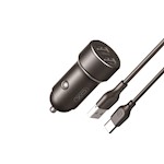 XO-bil laddare CC53 12W 2x USB svart + USB – USB-C-kabel