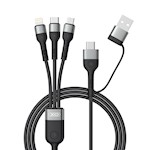 XO-kabel NB254 6-i-1 USB – USB-C + USB-C + microUSB + Lightning 1,2 m svart