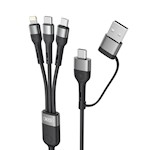 XO-kabel NB254 6-i-1 USB – USB-C + USB-C + microUSB + Lightning 1,2 m svart