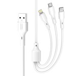 XO-kabel NB230 3w1 USB – Lightning + USB-C + microUSB 1,0m 2,4A vit