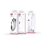 XO-kabel NB230 3w1 USB – Lightning + USB-C + microUSB 1,0m 2,4A vit