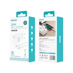 BWOO CDA159 PD väggladdare 1x USB-C-port + Lightning 20W vit